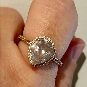 Pandora Pear Shaped Halo Solitaire Ring in Rose Gold- Women Jewelry